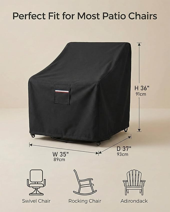 Waterproof Patio Chair Covers, 35W x 37D x 36H inches Heavy Duty Outdoor - Image 4