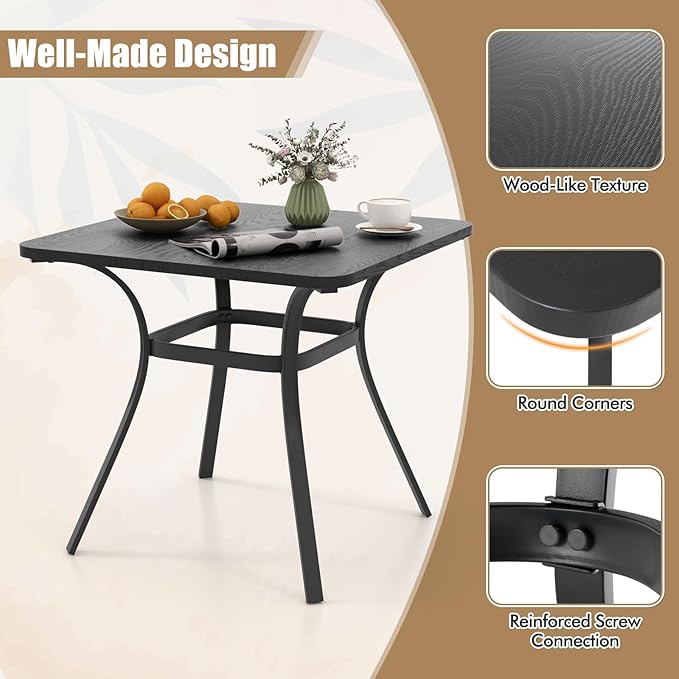 Giantex Patio Dining Table, 32”x32”x29” Outdoor Table, Heavy-Duty Metal Square - Image 5