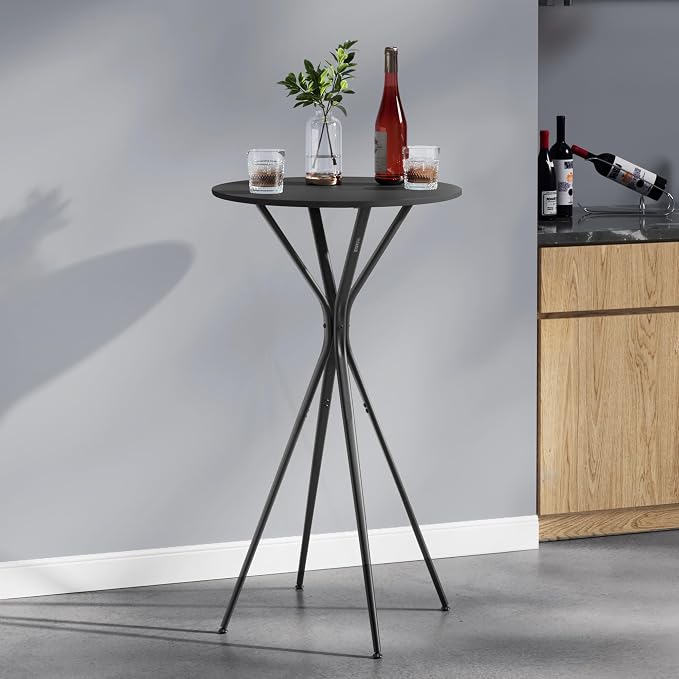 VASAGLE Bar Table, Round Cocktail High Top Pub Bistro Table by VASAGLEbySONGMICSHOME