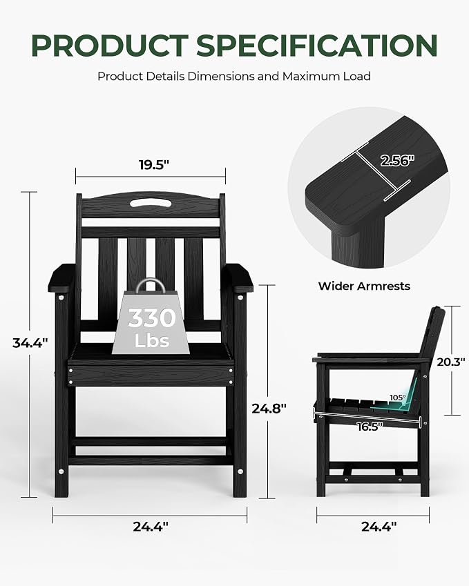 Set of 2 Weatherproof Patio Chairs - Image 3