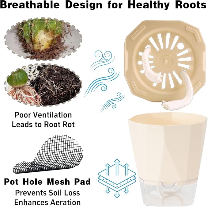 4 Packs Self Watering Plant Pots, Plastic Flower Pots - Image 5