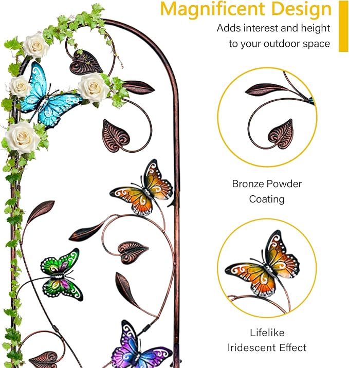 aboxoo Set of 2 Packs Butterfly Metal Garden Trellis - Image 3