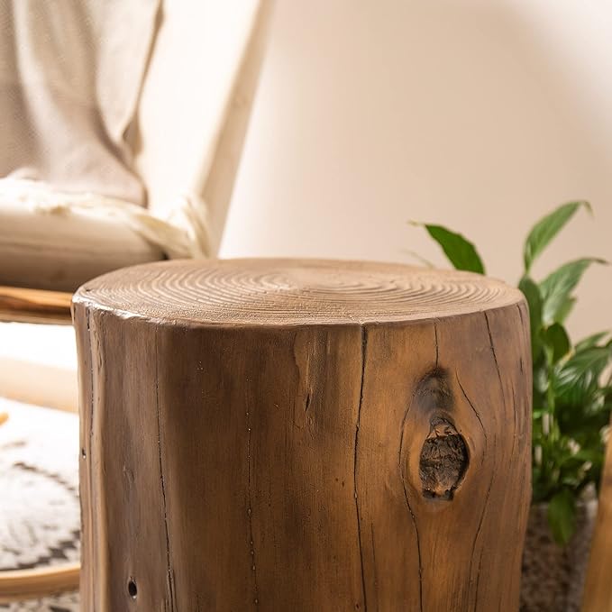 COSIEST Outdoor End Table Black Walnut Colored Faux Wood, Hand-Painted Wood - Image 5