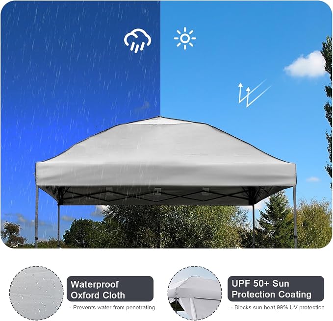 10x10 Pop Up Canopy Tent with 2 Sidewalls, Easy Up Canopy Outdoor Party Sun - Image 5