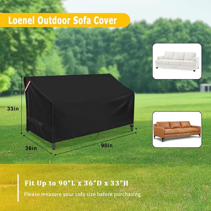 Outdoor Sofa Cover, 90 Inch Waterproof 3-Seater Bench Covers - Image 2