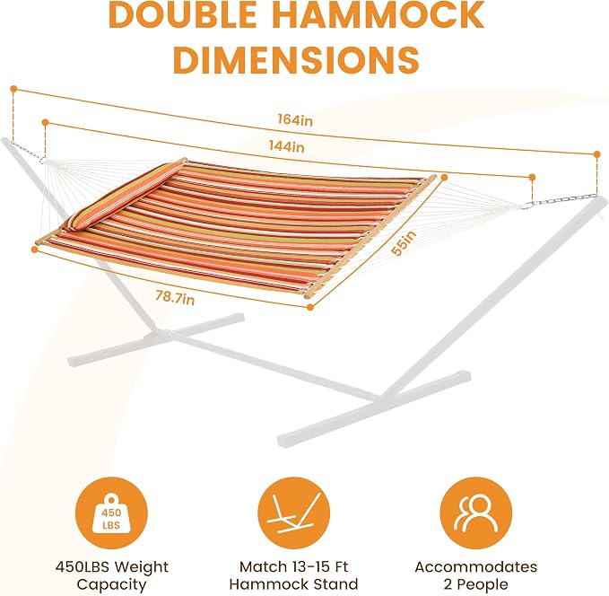 Lazy Daze Hammocks 12 FT Quilted Fabric Double Hammock - Image 2