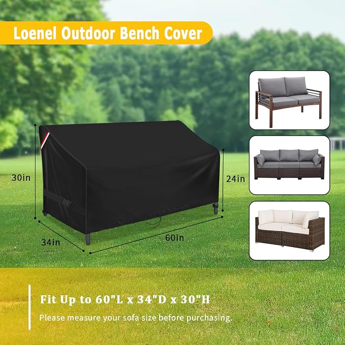 Patio Loveseat Cover, 60 Inch Waterproof Outdoor Sofa Cover - Image 2
