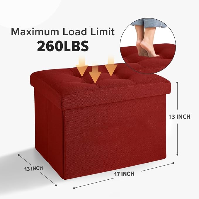 LINMAGCO Small Storage Ottoman Stool Foot Rest Stool Under Desk Stool Short - Image 3