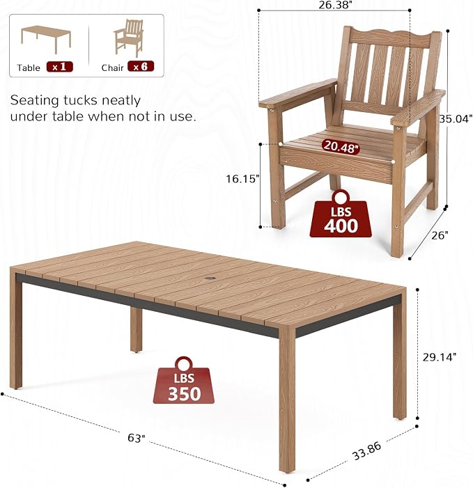Stoog 7-Piece All-Weather Patio Dining Set, HIPS Dining Table - Image 5