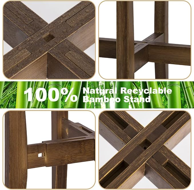 OERGKE 2 PACK Adjustable Plant Stand Indoor, Bamboo Mid Century Modern Plants - Image 5