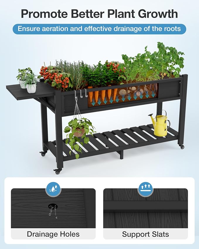 YEFU Raised Garden Bed with Legs: 57x18x30in Weight Capacity 400lb - Image 5