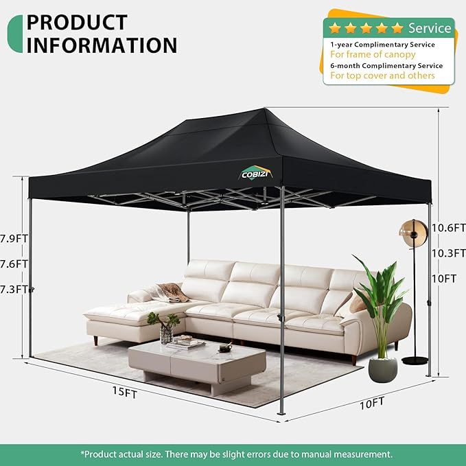 COBIZI 10x15 Pop up Canopy Tent Heavy Duty - Image 7