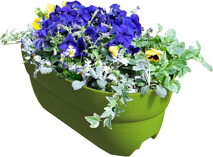 Bloomers Railing Planter with Drainage Holes- 24” W- Sage Green by Emsco+Group