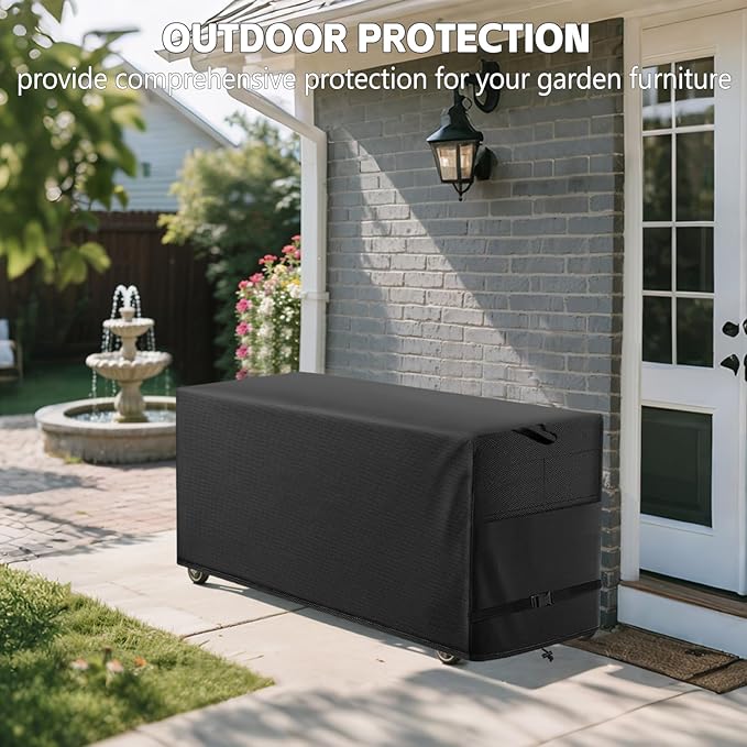 Patio Coffee Table Cover Black Heavy Duty Waterproof Cover 48" L x 26" W x 18" H - Image 7