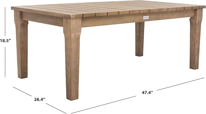 SAFAVIEH Couture Patio Martinique Natural Wood Outdoor Coffee Table - Image 12
