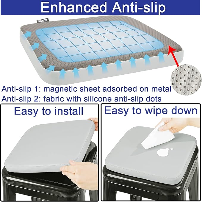 BUYUE Enhanced Anti-Slip Magnetic Bar Stool Cushion 1 Piece, Luxury PU Leather - Image 5