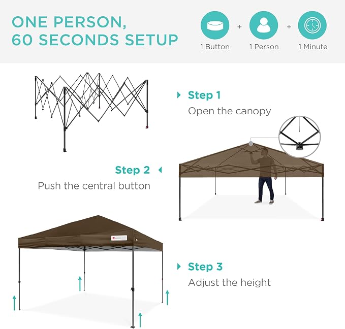 Best Choice Products 10x10ft Pop Up Canopy Tent, Outdoor Shade, 1 Person 1 - Image 2