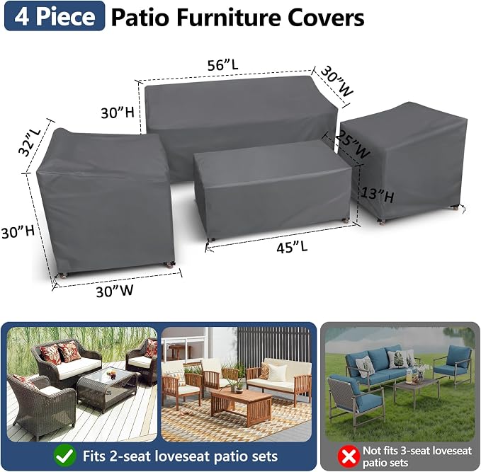 STARTWO Outdoor Furniture Cover Waterproof, 4 Piece Patio Furniture Set Cover - Image 2