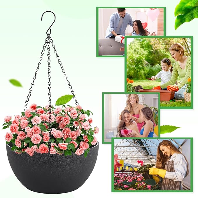 13 inch Hanging Planters for Indoor Plants, 2 Pack Planters for Outdoor Plants - Image 7