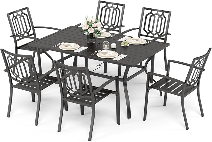 Sophia & William Patio Dining Set Metal Outdoor Table and Chairs Furniture Set by SophiaWilliam