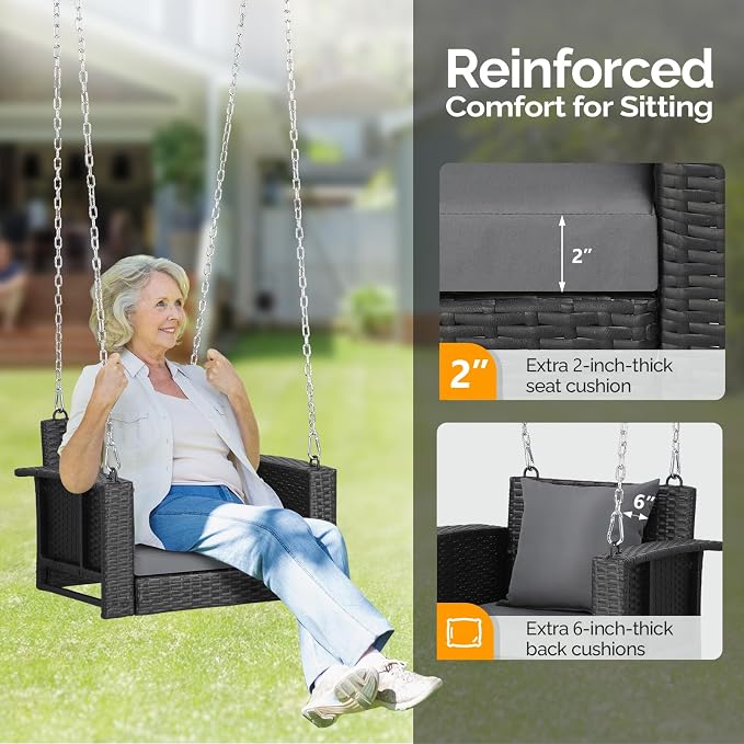 Outvita Porch Swing, 2FT Hanging Outdoor Porch Swings - Image 3