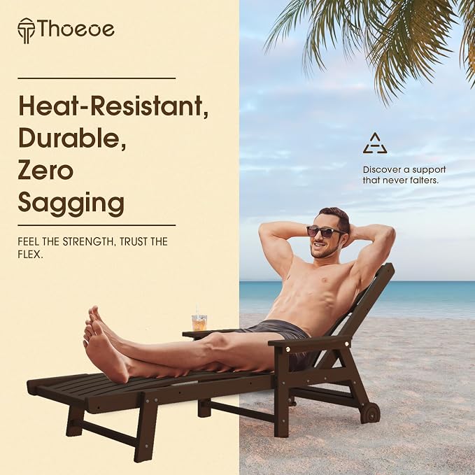 Patio Chaise Lounge Chair Set of 4, Oversized Lounge Chair Outdoor - Image 4