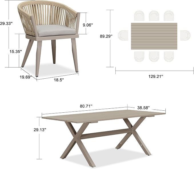 PURPLE LEAF 9 Pieces Outdoor Dining Set - Image 8