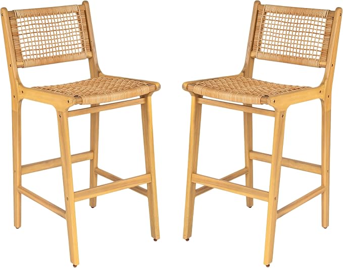 Christopher Knight Home Merry Patio Acacia Wood Bar Stool Set of 2, Counter - Image 4