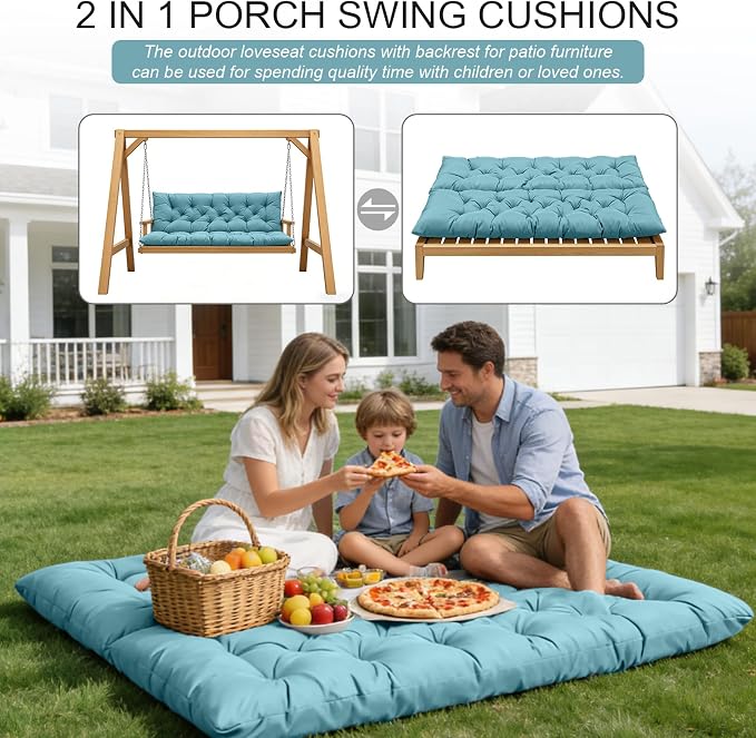 Porch Swing Cushions, Outdoor Swing Replacement Cushions 3 Seater - Image 7