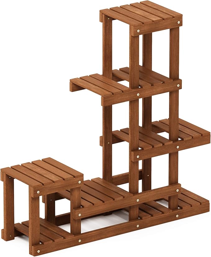 Furinno FG18451 Tioman Hardwood Patio Furniture Outdoor Flower Stand in Teak Oil - Image 3