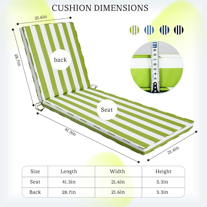 Chaise Lounge Cushions Outdoor Set of 2 - Image 4