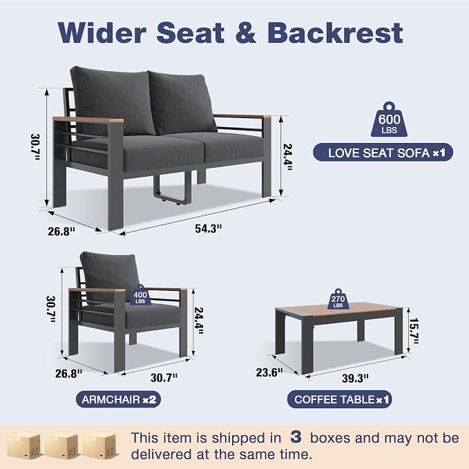 Aoxun Aluminum Patio Furniture Set - Image 7