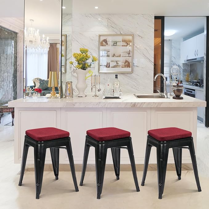BUYUE Friendly Woven Fabric Magnetic Bar Stool Cushions Set of 4, Enhanced - Image 3
