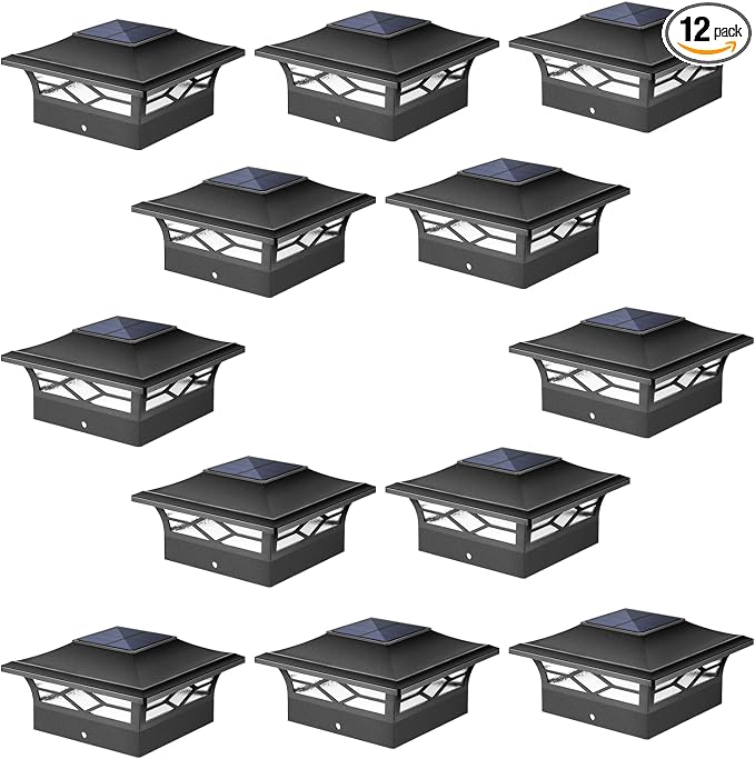 Solar Post Cap Lights Outdoor 12pack, Waterproof Solar Powered Deck Fence Post by JOFIOS