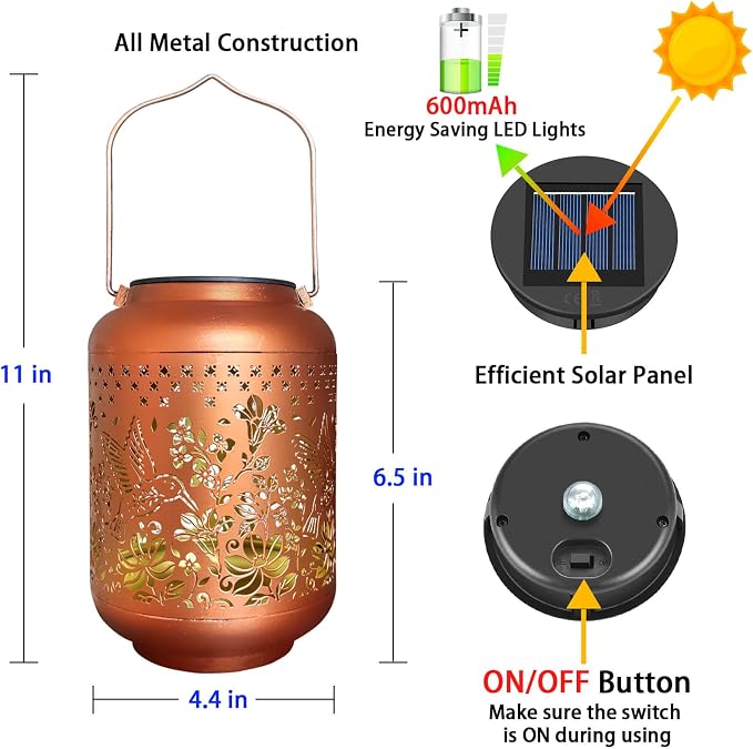 Solar Lanterns Outdoor Waterproof, Hummingbird Hanging Solar Lantern Garden - Image 6