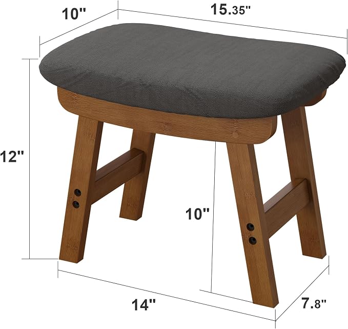 Gray Foot Stools Ottoman, Small Soft Footrest Ottoman - Image 3