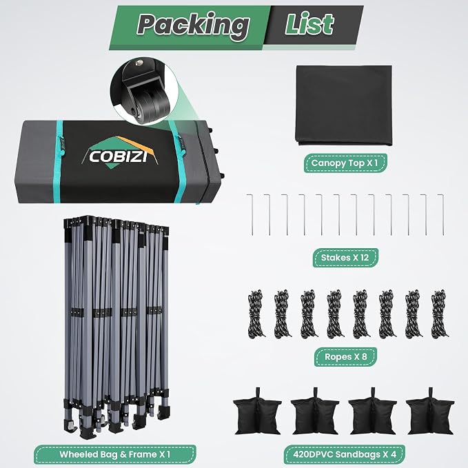 COBIZI 10x30 Pop Up Canopy Tent Without Removable Sidewalls, One Push Party - Image 7