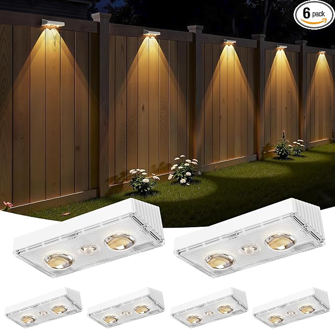 Bridika Solar Fence Lights Outdoor Waterproof, 6 Pack Solar Powered Deck Lights by Bridika