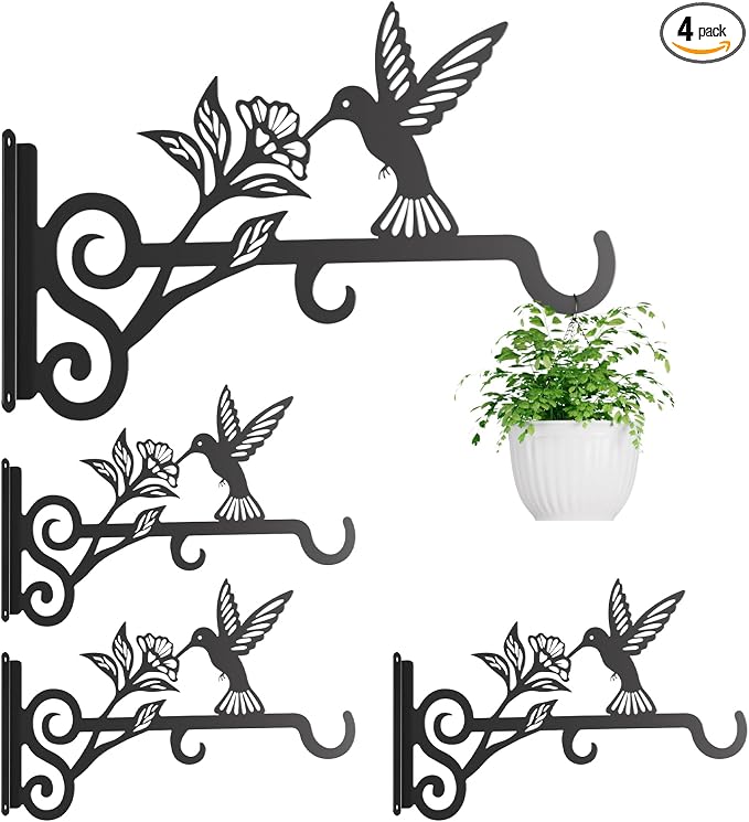 4-Pack Aesthetic Plant Hangers Outdoor – 10 Inch Metal Hanging Plant Bracket by Unknown