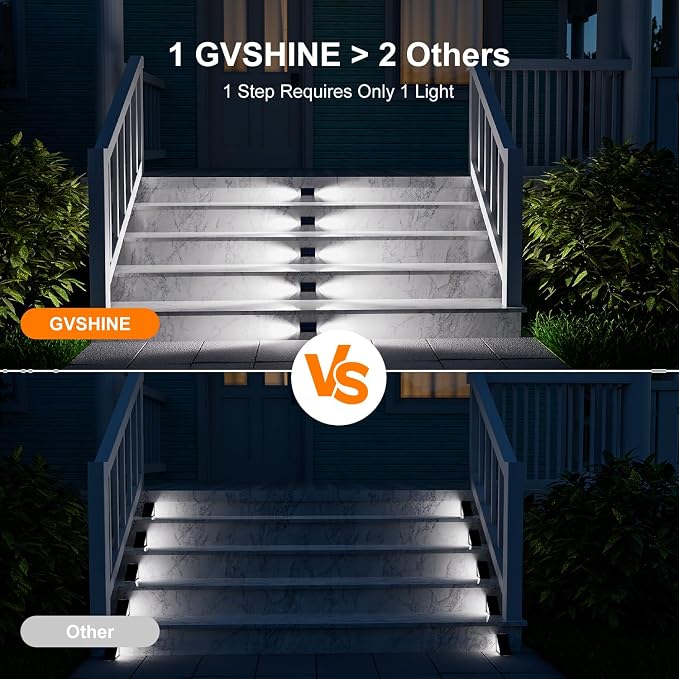 6 Pack Solar Powered Step Lights Outdoor Waterproof LED - Image 3