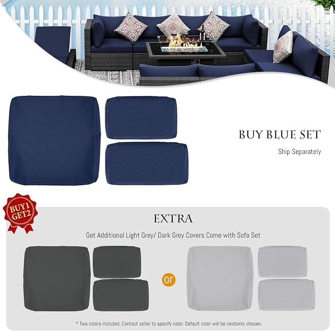 BULEXYARD 7 Piece High Back Outdoor Sectional Set - Image 8