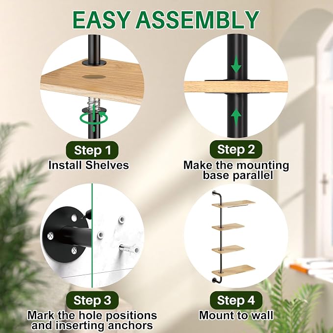 DELLAN 4-Tier Rotating Window Plant Shelf, Wall Mounted Indoor Hanging Plants - Image 4
