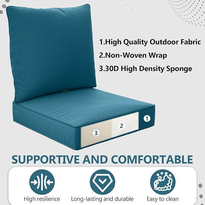 24" x 24" x 6" Outdoor Deep Seat Cushions Set - Image 5