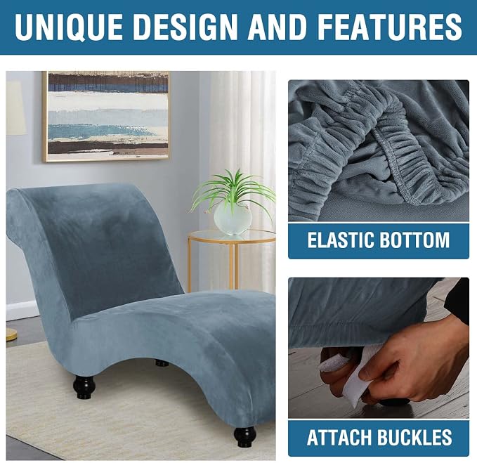 H.VERSAILTEX Chaise Lounge Cover Indoor Velvet Chaise Slipcover High Stretch - Image 4