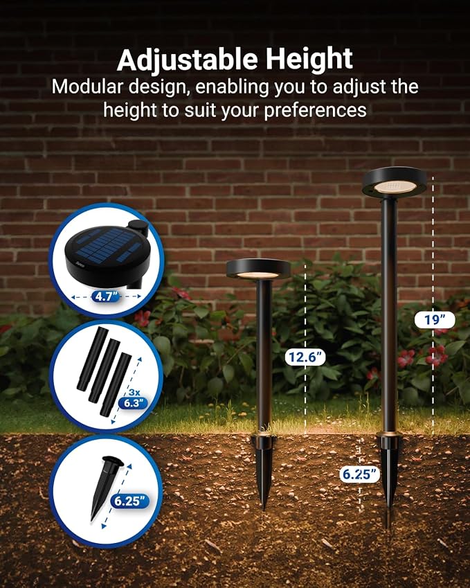Sunco 6 Pack 2W LED Solar Pathway Walkway Backyard Garden Patio Residential - Image 6