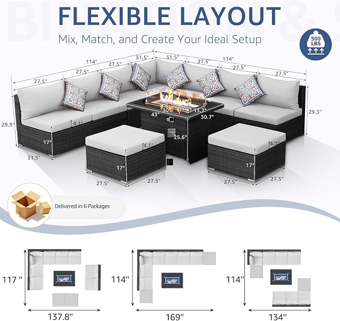NICESOUL 10 Piece Modern Outdoor Patio Furniture Set - Image 4