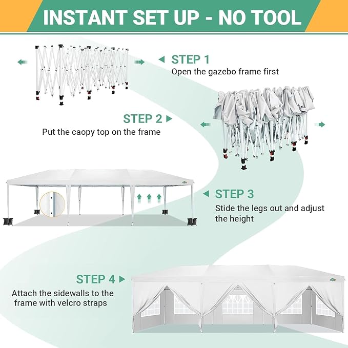 COBIZI 10x30 Pop Up Canopy Tent Commercial Instant Shelter - Image 3