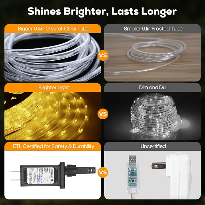 50FT 360 LED Waterproof Rope Lights Outside - Image 6