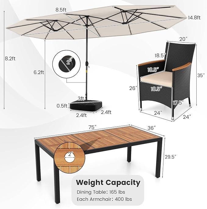 Tangkula 11 Pieces Patio Dining Set - Image 5