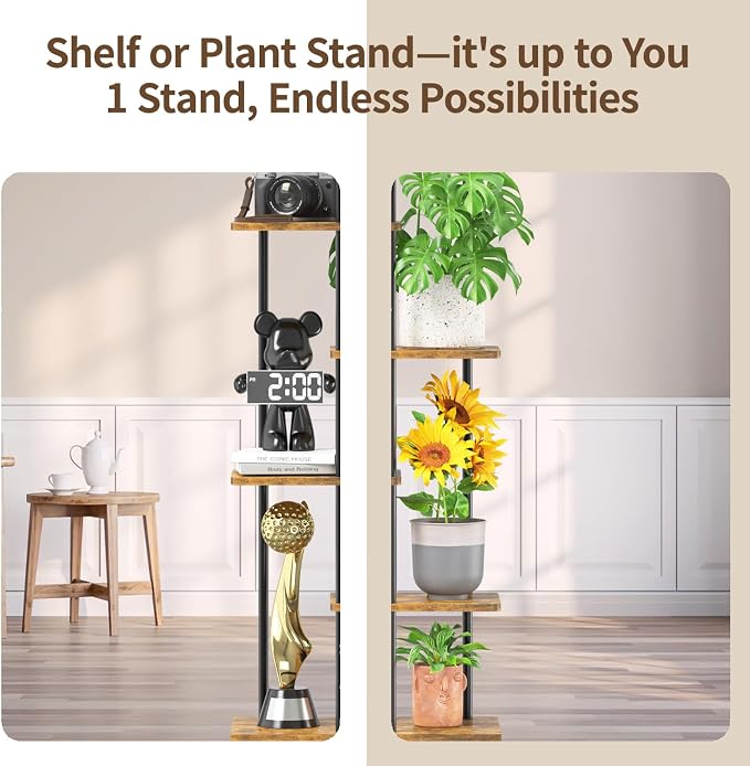 LASZOLA Black 5 Tiered Wood Plant Stand Indoor - Image 8